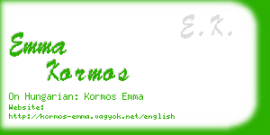 emma kormos business card